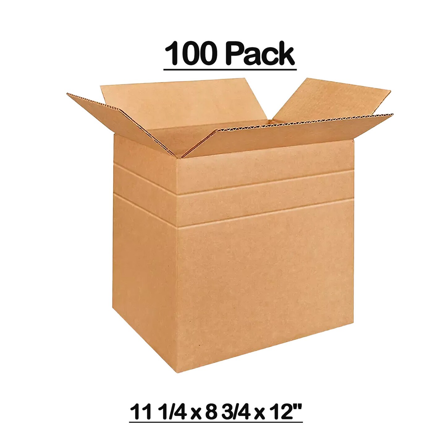 100 Pack Durable Multi Depth Cardboard Mailing Cartons Heavy Duty Packing Boxes 11 1⁄4 x 8 3⁄4 x 12 Inch