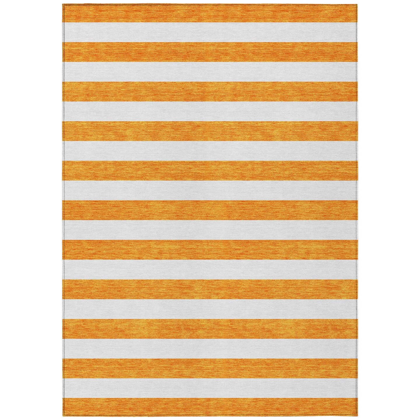 Edge Collections - 10' x 14' - Orange - Washable Striped Non-Skid Indoor Outdoor Area Rug - 1 Piece