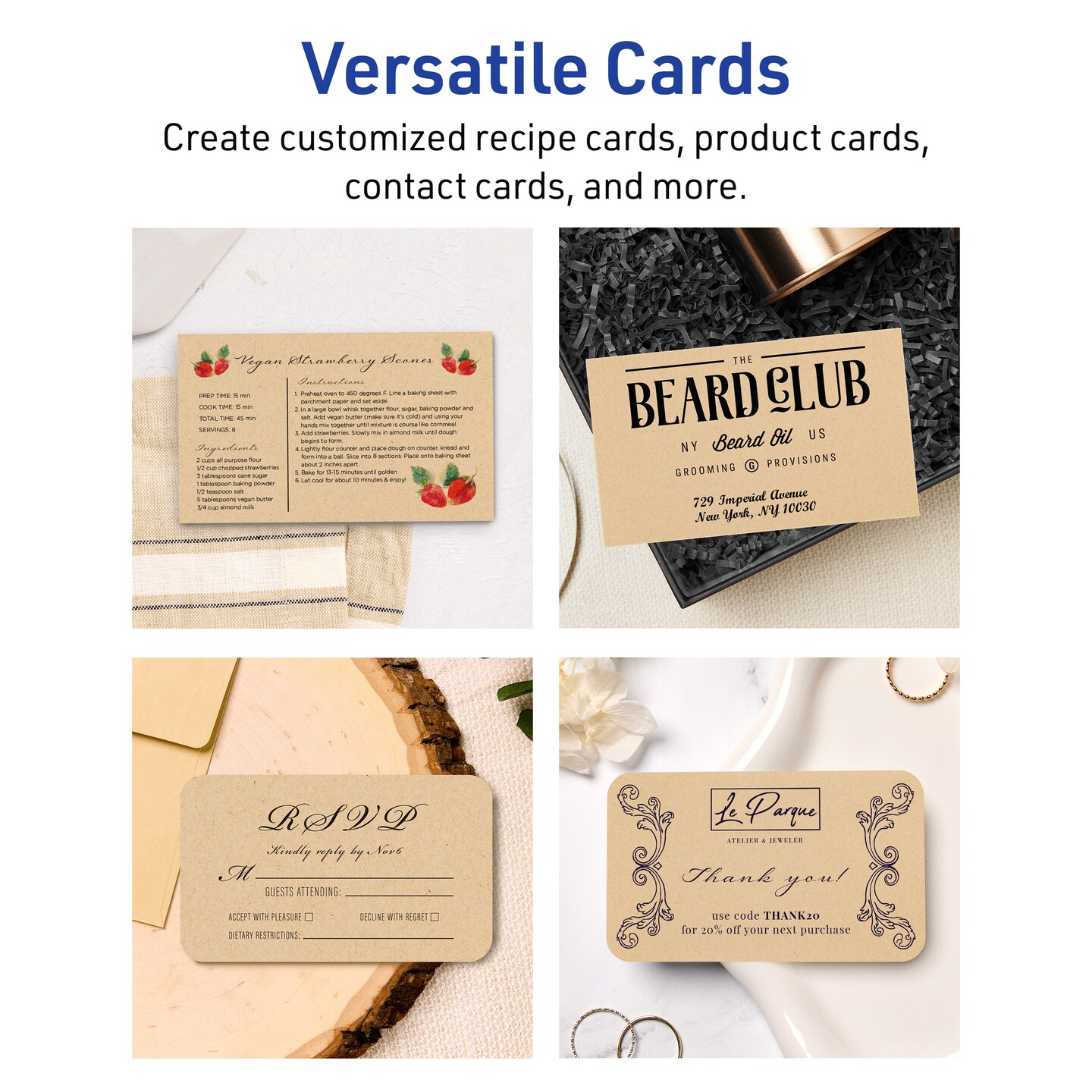 Avery Kraft Brown Index Cards, 3" x 5" Rectangle Rounded Corners