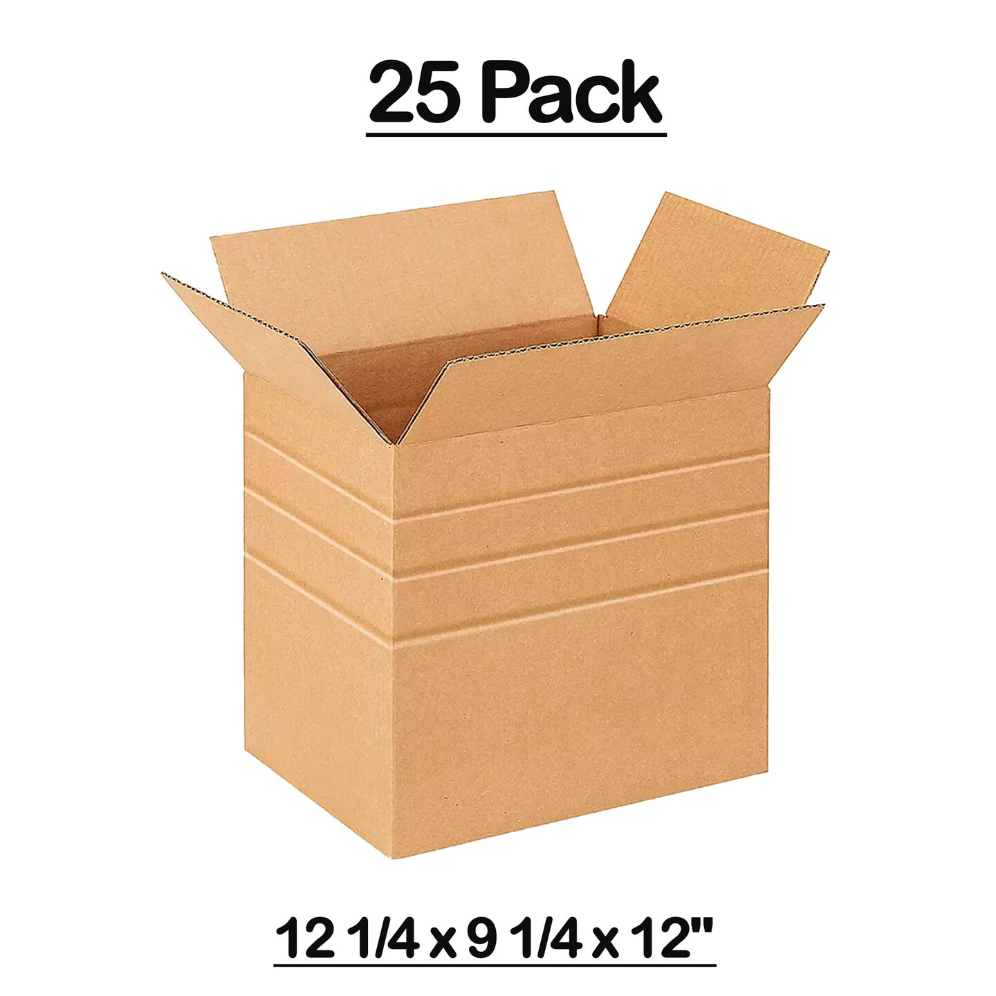 25 Pack Multi Depth Corrugated Shipping Boxes for Packing Mailing and Storage 12 1⁄4 x 9 1⁄4 x 12 Inch