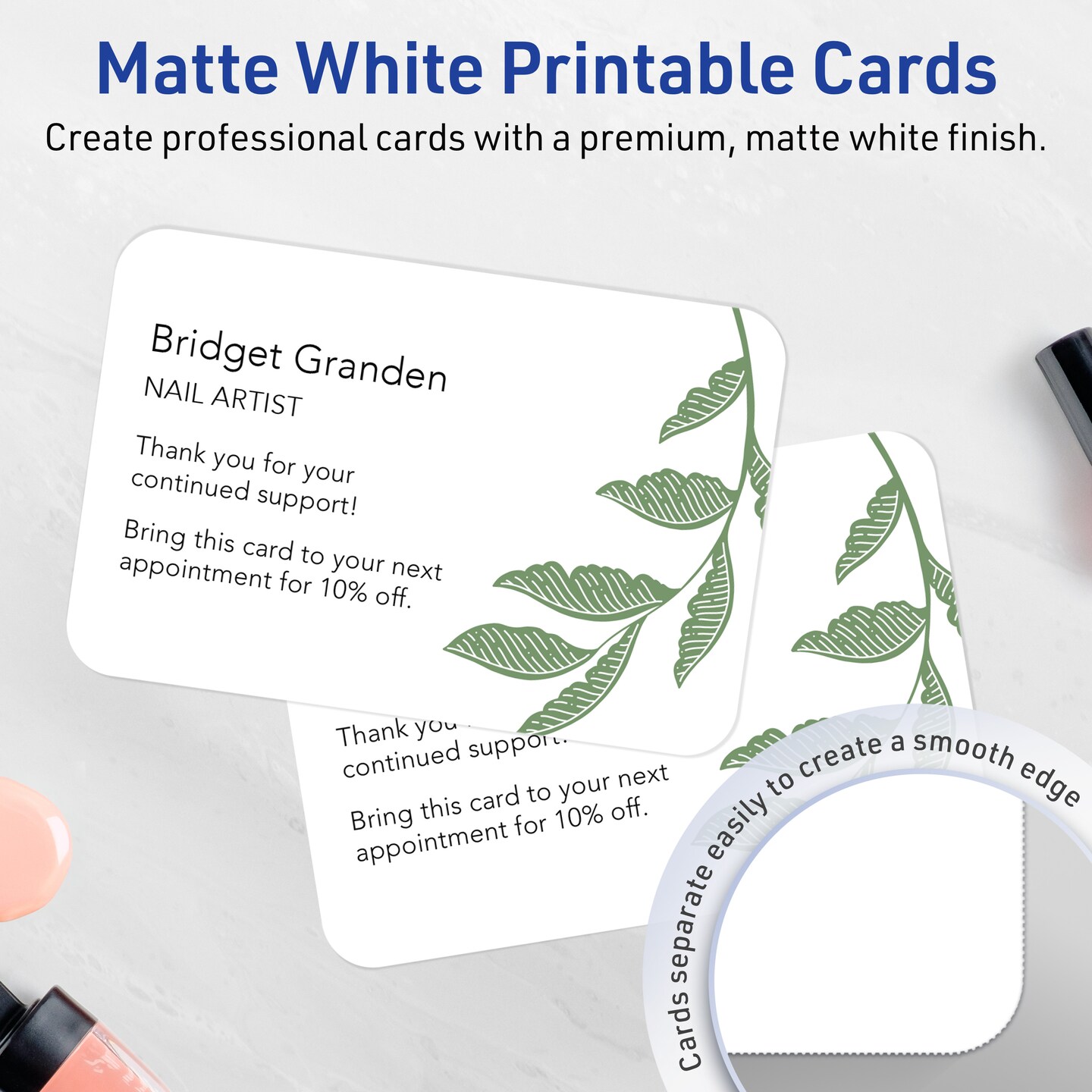 Avery Matte White Postcards, 4" x 6" Rectangle Rounded Corners