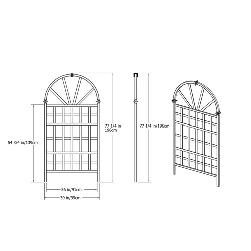 77-inch Outdoor Vinyl Garden Trellis with Arched Top and Lattice Panel for Climbing Plants