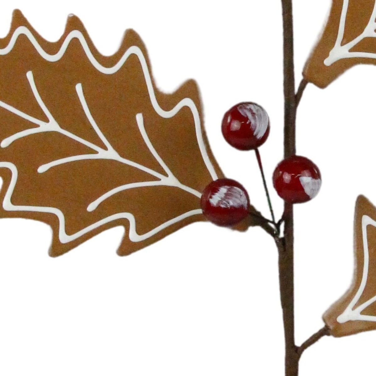 25&#x22; Gingerbread Holly Leaf Spray