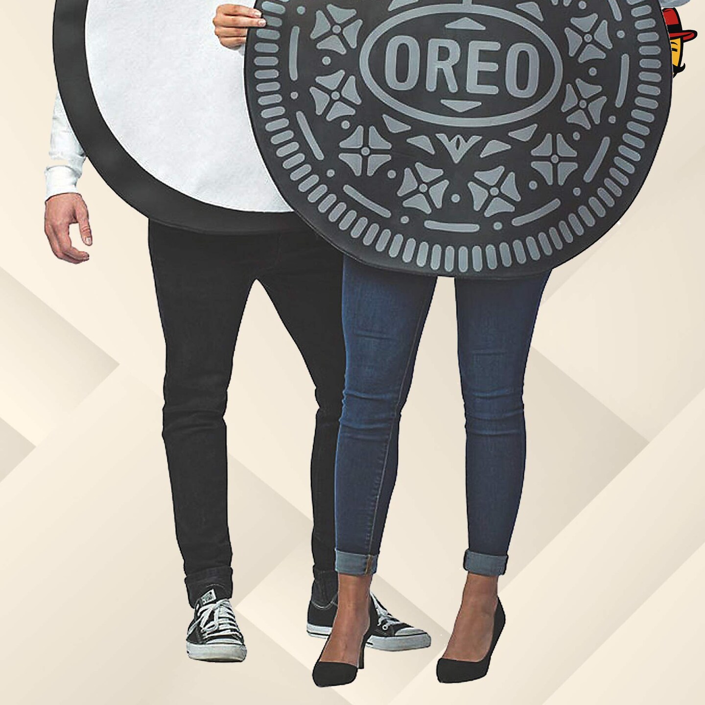Oreo Couples Costume 2 In One Set Halloween Food Tunics Funny Party Outfit