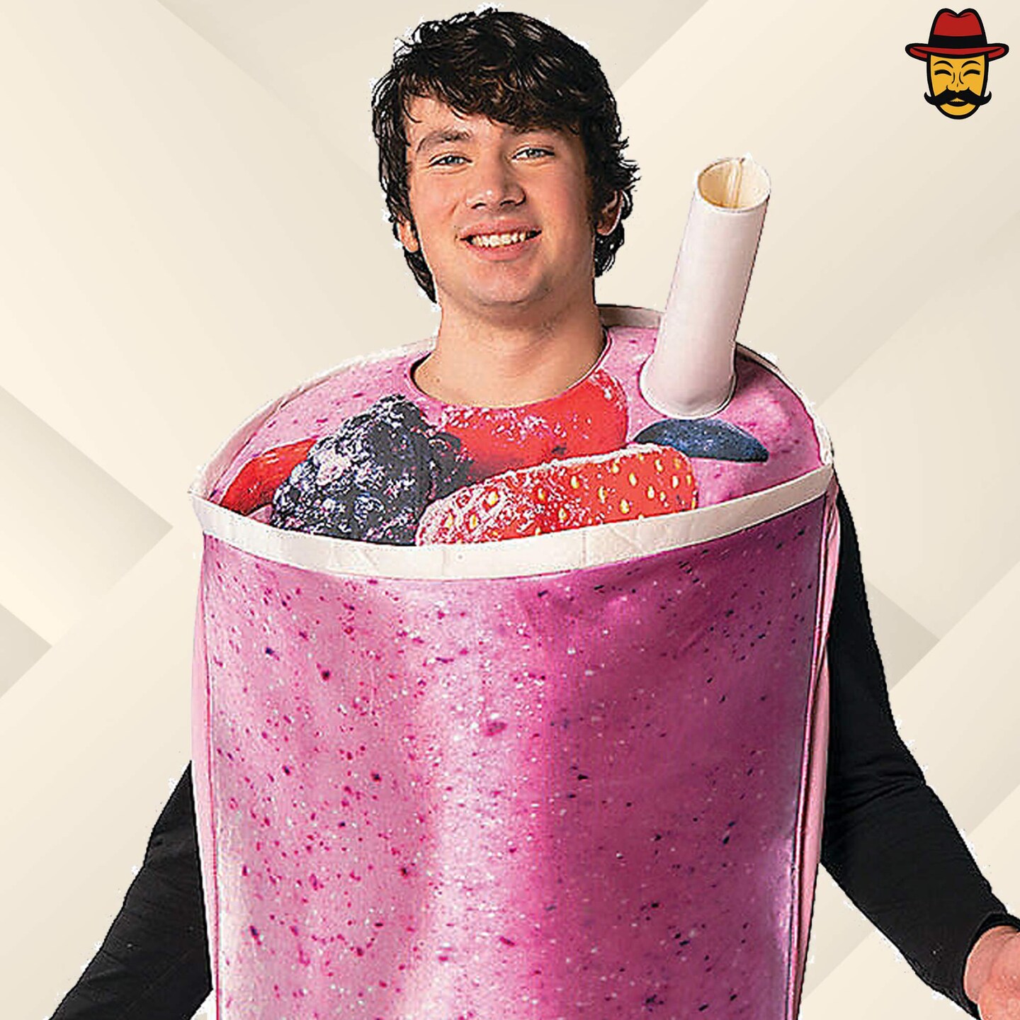 Adult Fruit Smoothie Cup Costume Halloween Foam Tunic Photorealistic Print Party Outfit