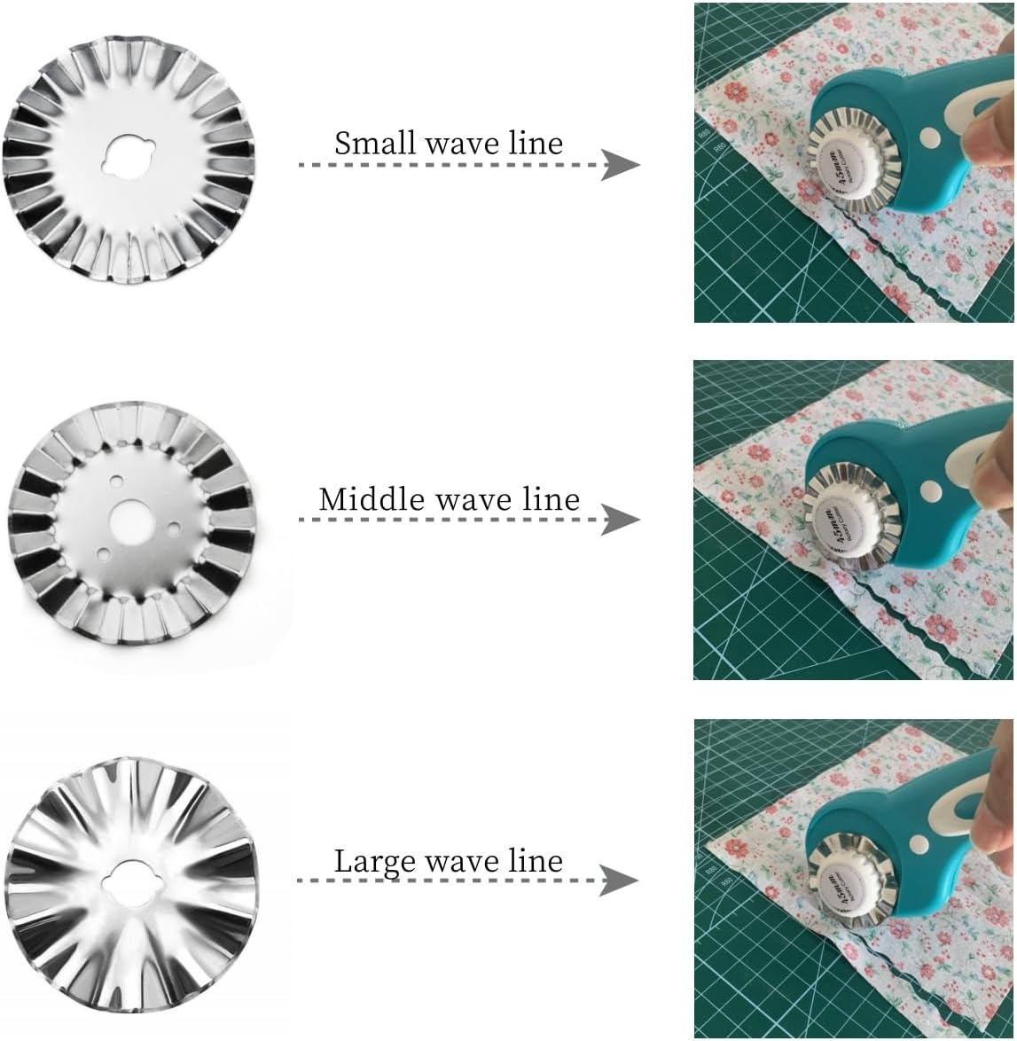 6 Pack 45mm Pinking Rotary Cutter Blades, Wave Rotary Blades, Decorative Rotary Blades for Quilting,Sewing and Arts &#x26; Crafts
