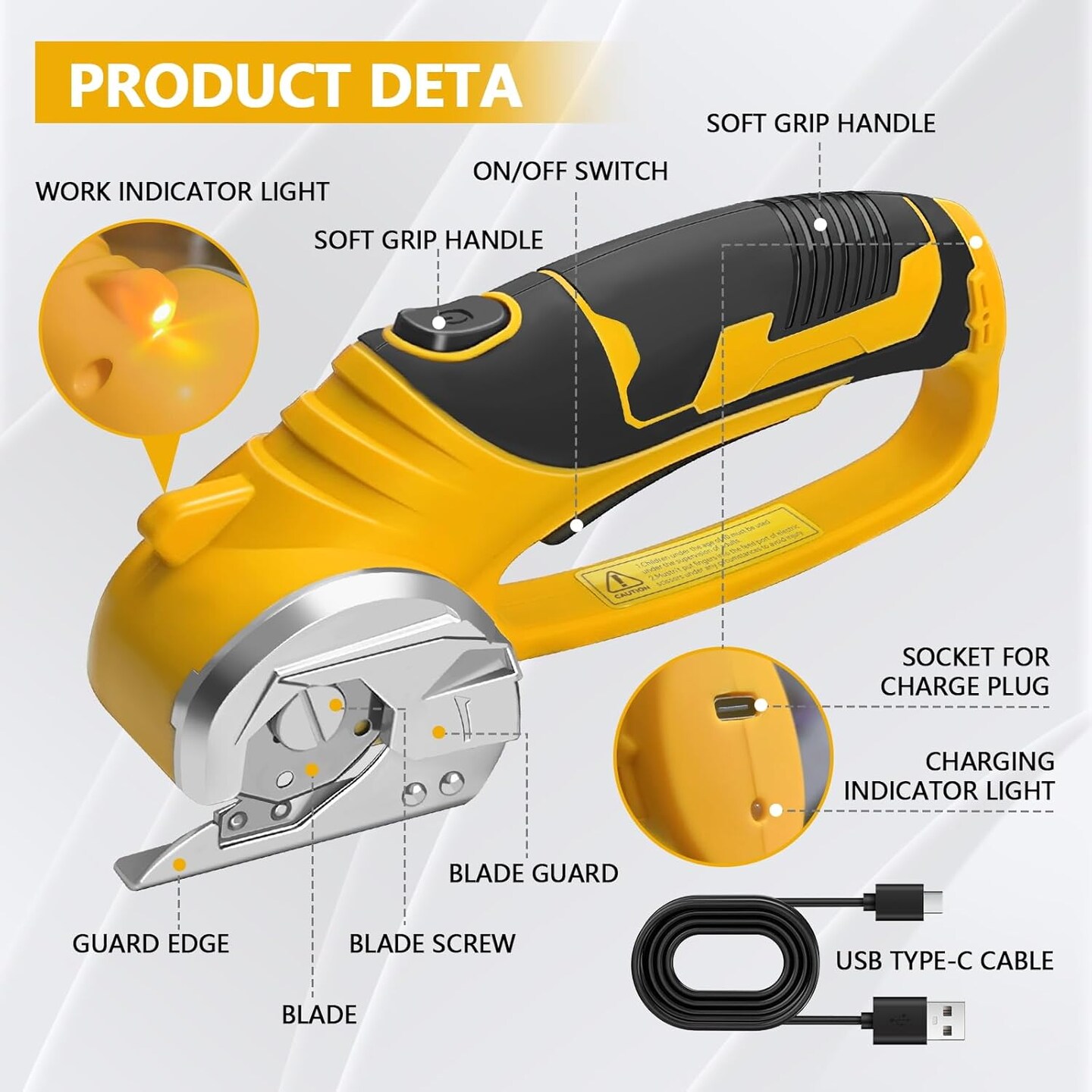 Cordless Electric Scissors,Automatic Scissors for Fabric Cutting,Cardboard Cutter Electric with 2 x Stainless Steel Rotary Blade,Power Rotary Cutter for Leather Carpet Plastic Cutting,Sewing
