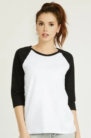 SOFRA Ladies Classic Fit Baseball Tee 100 Percent Cotton Pack of 2