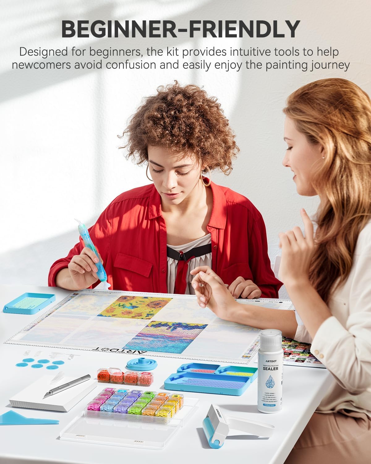 Inclusive Diamond Art Accessories Kits for Adults, Diamond Painting Tools with Bead Organizers and Storage Pens Sealer Roller Diamond Art Supplies for Beginners