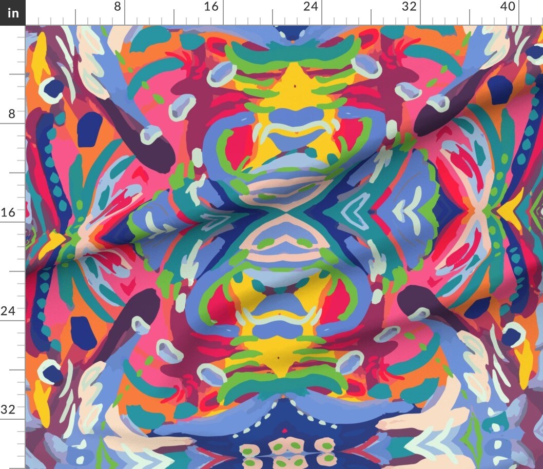 Abstract Hand Painted Colorful Large Scale Paint Rainbow Bright Colors Jumbo Modern Art Contemporary Eclectic Custom Printed Fabric by Spoonflower Various Fabrics by the Yard or Fat Quarter