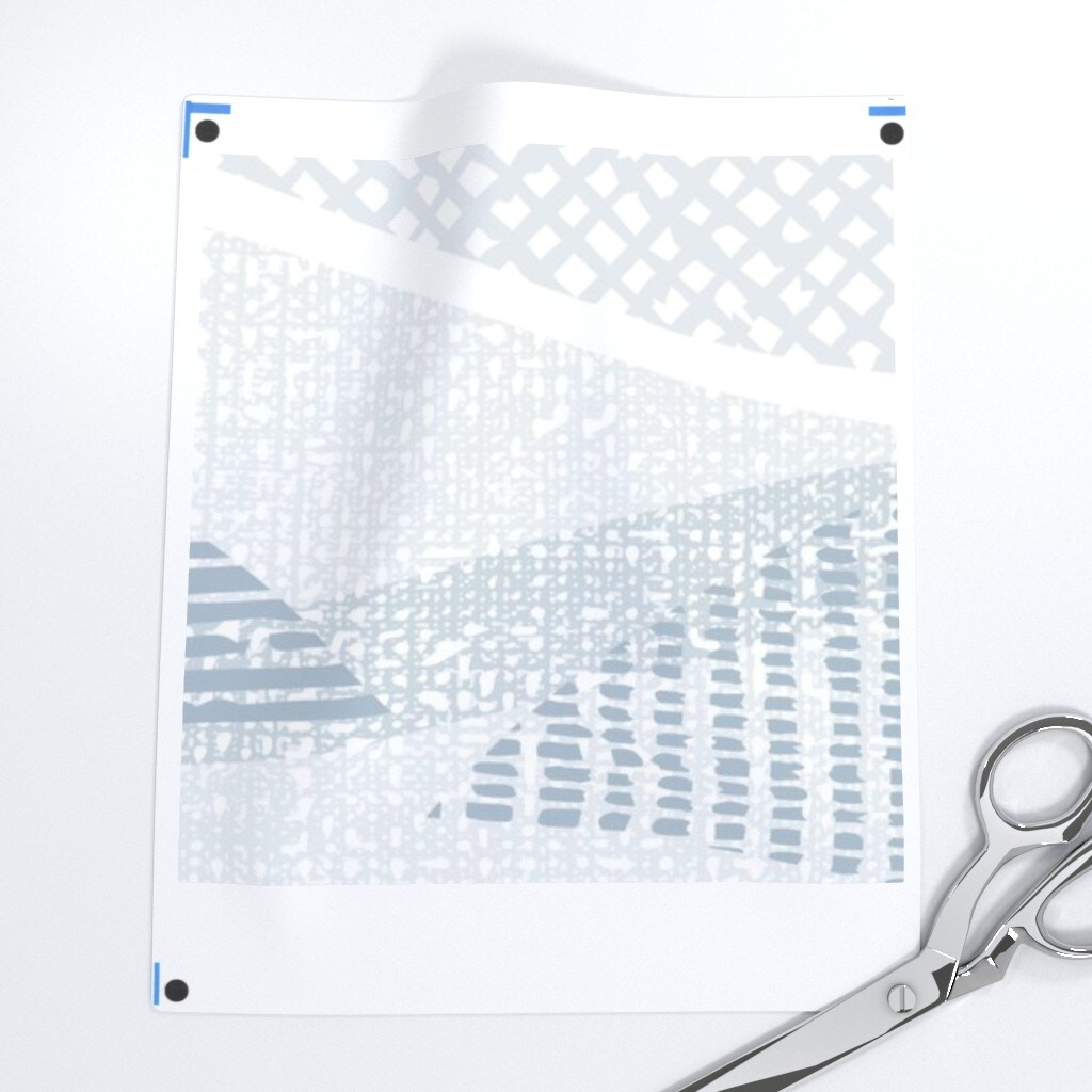 Blue Gray Waves Large Scale Neutral Geometric Abstract Ocean Modern Beach Home Custom Pre-pasted Wallpaper by Spoonflower Pre-Pasted Wallpaper 2FT Wide