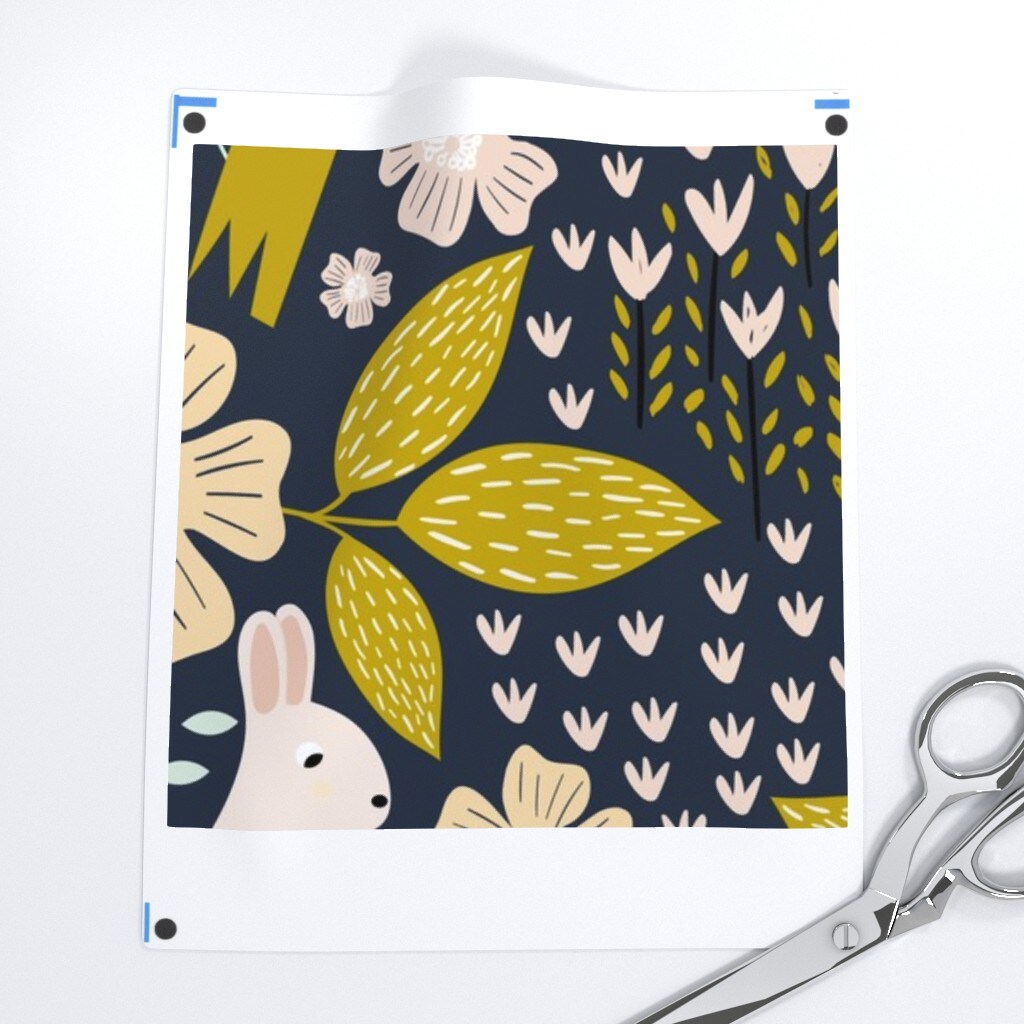 Nature Animals Botanical Foliage Floral Rabbit Fox Dark Background Custom Removable Wallpaper by Spoonflower Peel & Stick Wallpaper 2FT Wide