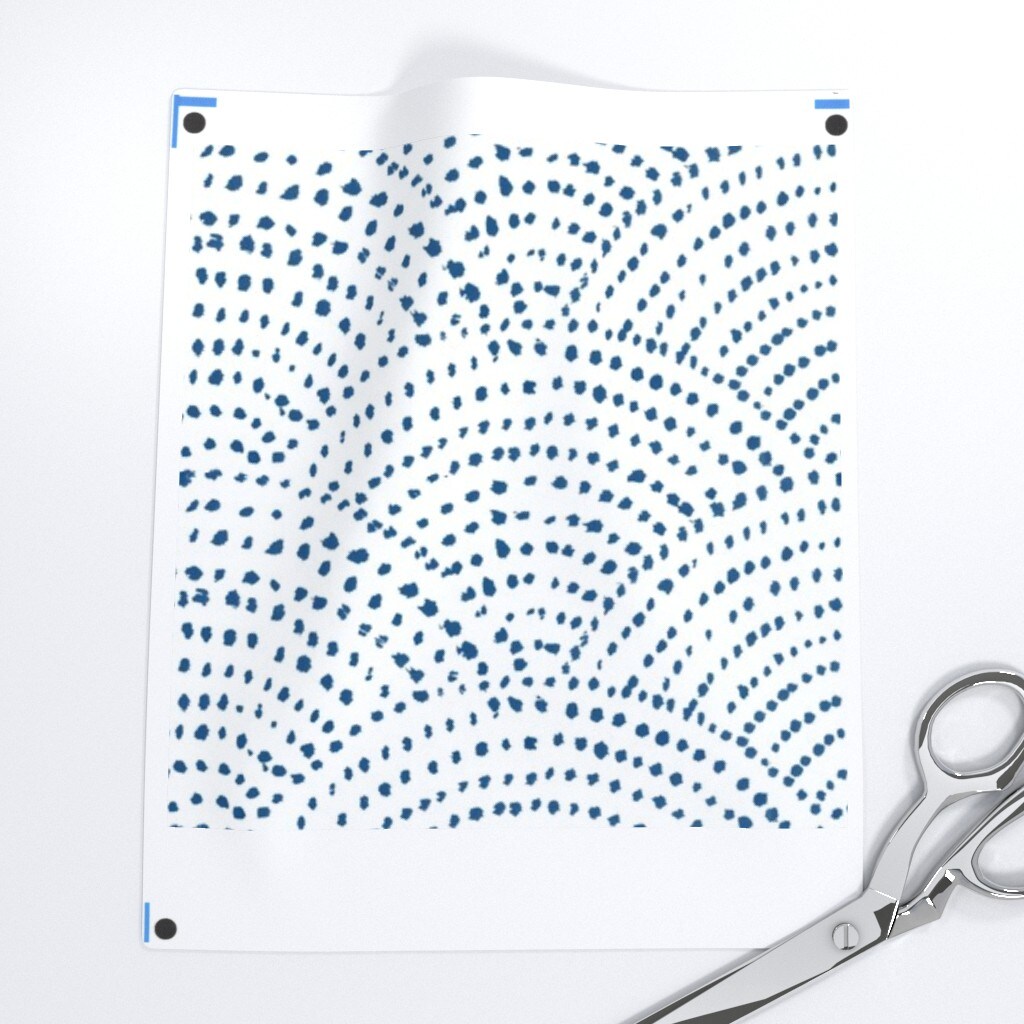 Blue And White Geometric Japan Dot Dots Abstract Simple Ink Wave Scales Scallop Minimalist Classic Pantone 2020 Custom Pre-pasted Wallpaper by Spoonflower Pre-Pasted Wallpaper 2FT Wide