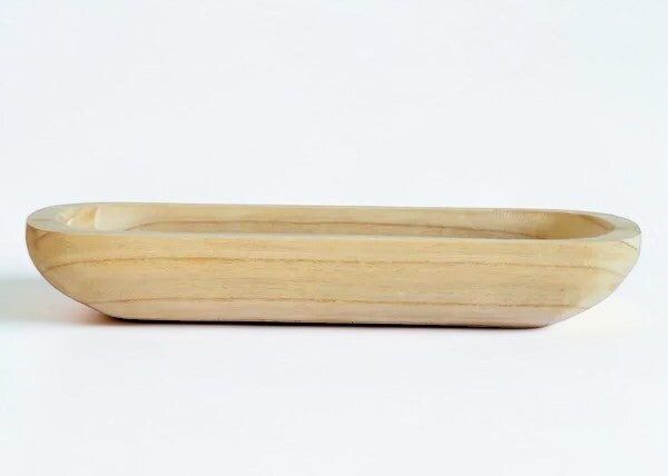 Paulownia Wood Oval Tray Decorative Dough Bowl Style Centerpiece Tray-AW212918