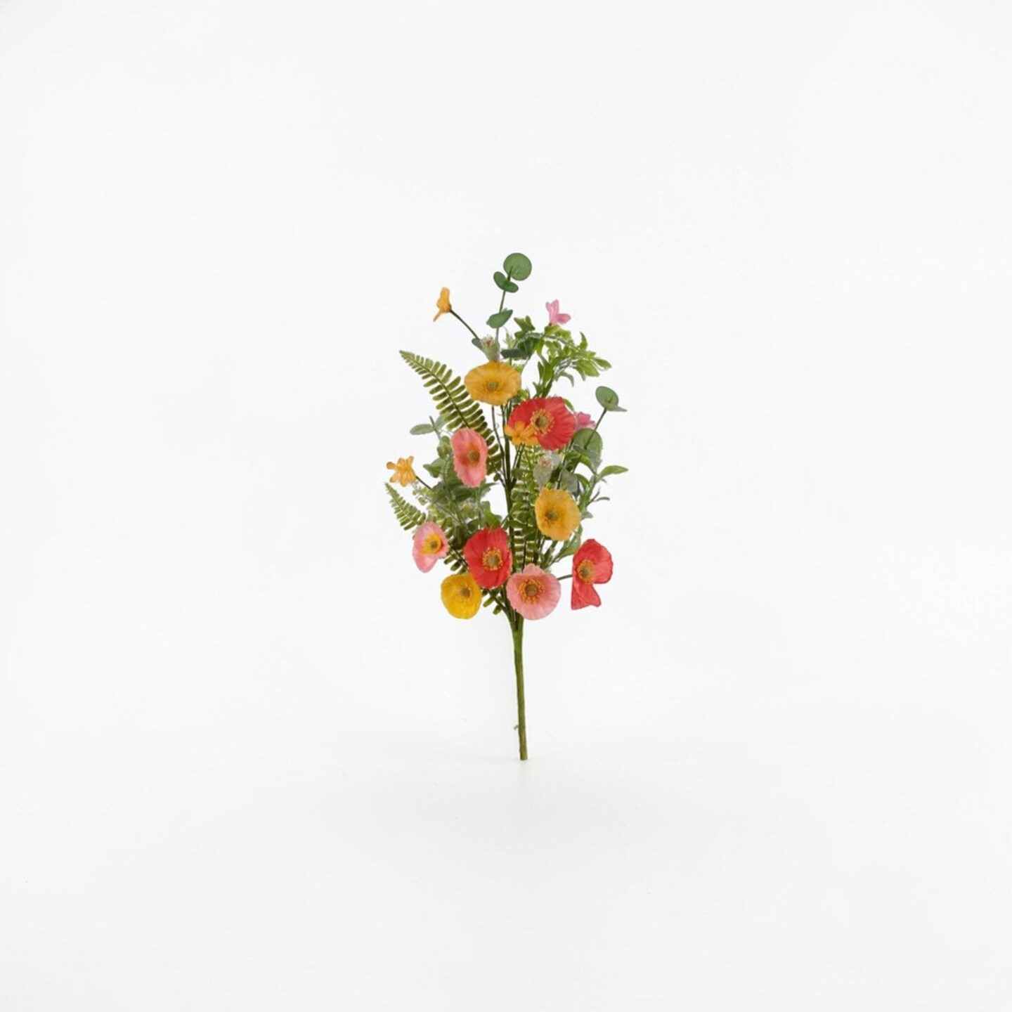 Artificial Wildflower Poppy Spray Orange Yellow Salmon Floral Stem 26 Inch-FH8228E8