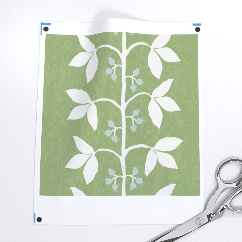 Botanical Stripe Grass Green Simple Traditional Leaves Custom Printed Fabric by Spoonflower Various Fabrics by the Yard or Fat Quarter