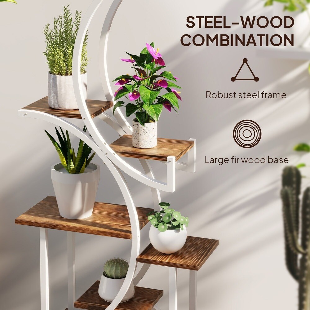 S-shaped Wooden 8-Tier Flower Plant Stand