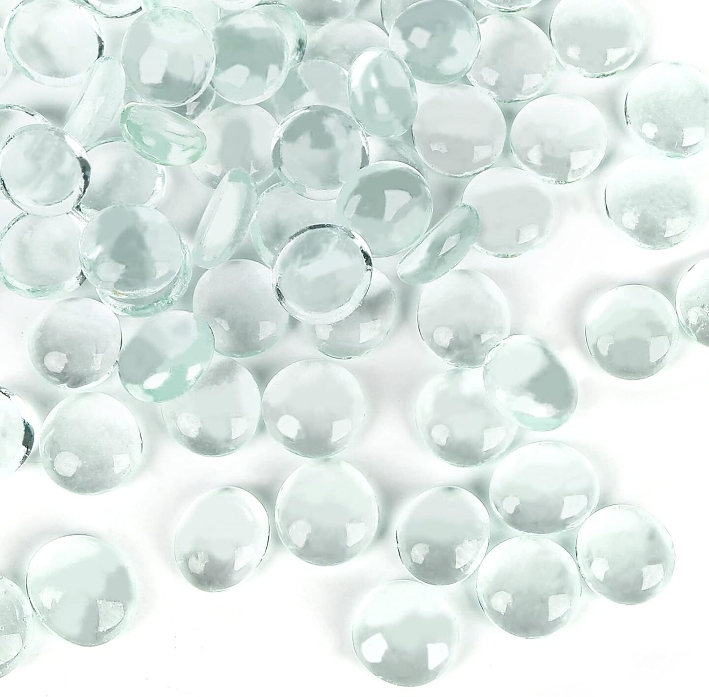 1LB Clear Flat Glass Marbles, Vase Filler Glass Pebbles Floral Beads Table Aquarium Gravel Decoration DIY Craft