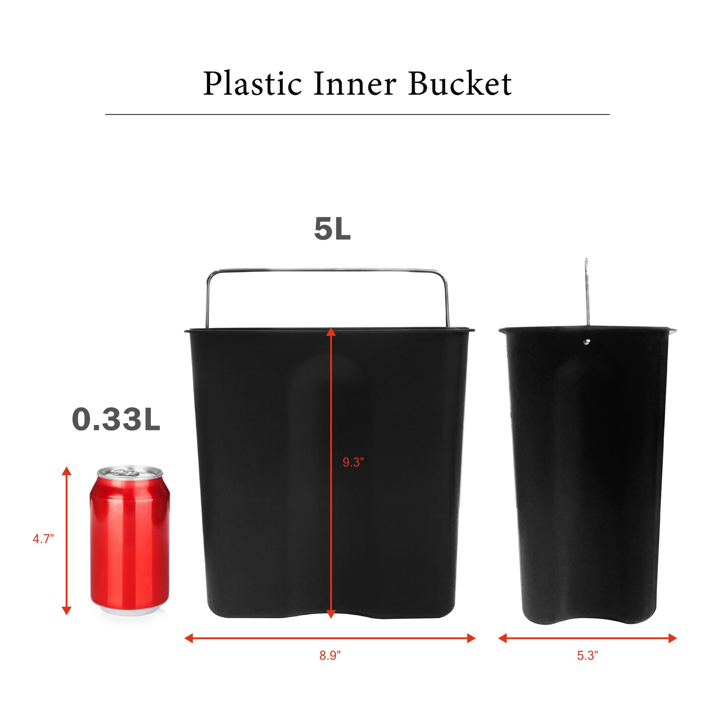 5 Liter(1.32 Gallon) Small Trash Can with Plastic Inner Buckets