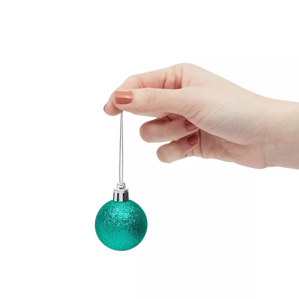 48 Pcs Mini Christmas Ball Ornaments, 1.5” Green Hanging Tree Décor for Holiday