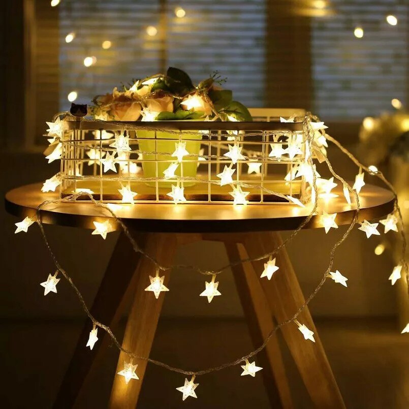 Battery Operated 50 LED Star Fairy String Lights Lamp Christmas Party Home Decor