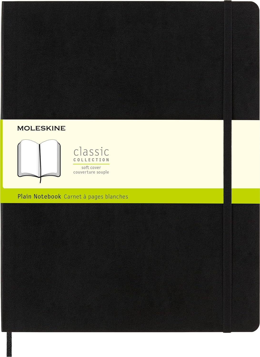 Classic Notebook, Soft Cover, XXL (8.5&#x22; X 11&#x22;) Plain/Blank, Black, 192 Pages