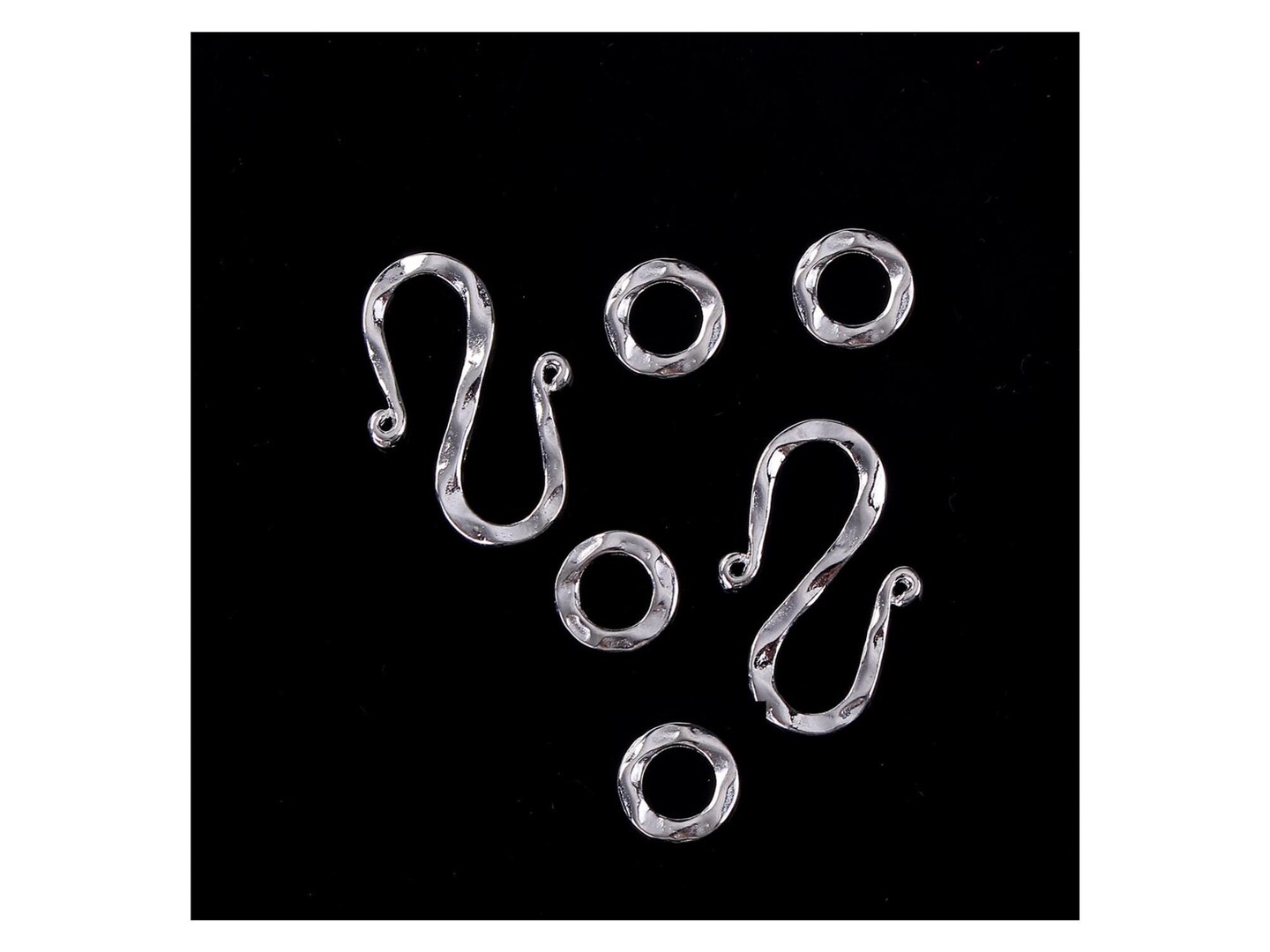 *20* 26x17mm Bright Silver Hammered S Shaped Hook Clasps