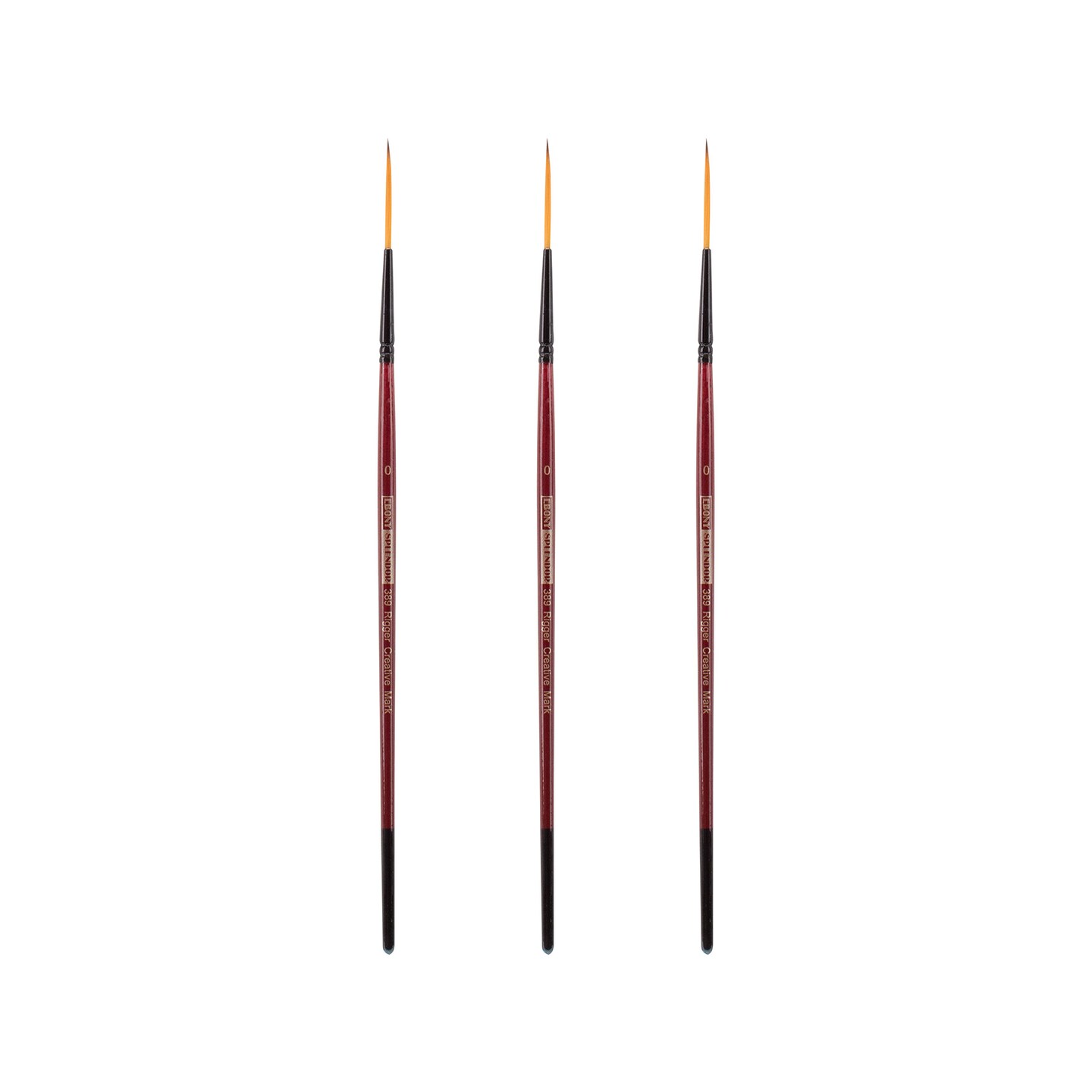 Creative Mark Ebony Splendor Short-Handled Synthetic Sable Paint Brush, Rigger, Pack of 3, Teijin Multi-Filament Hair, Handcrafted Synthetic Paint Brushes for Acrylic, Watercolor Painting and More