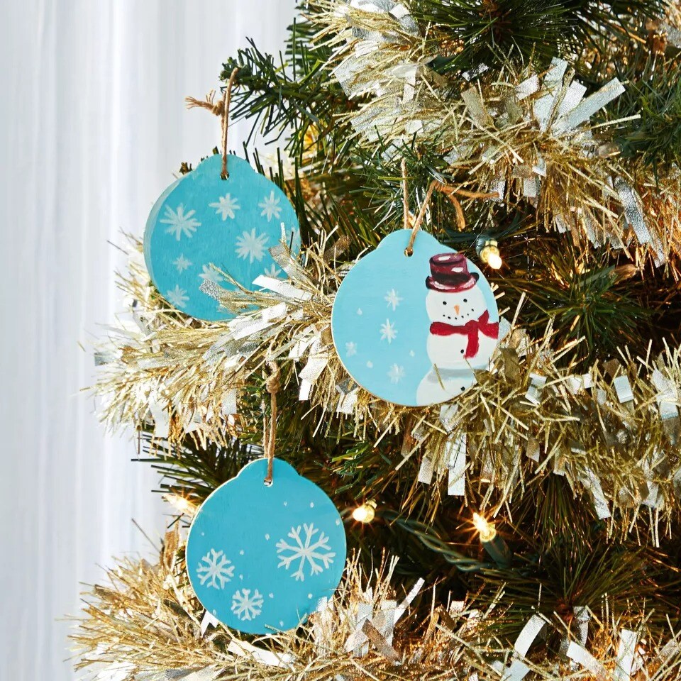 48 Pack DIY Wooden Disk Christmas Tree Decorations, Blank 3 In Wood Ornaments