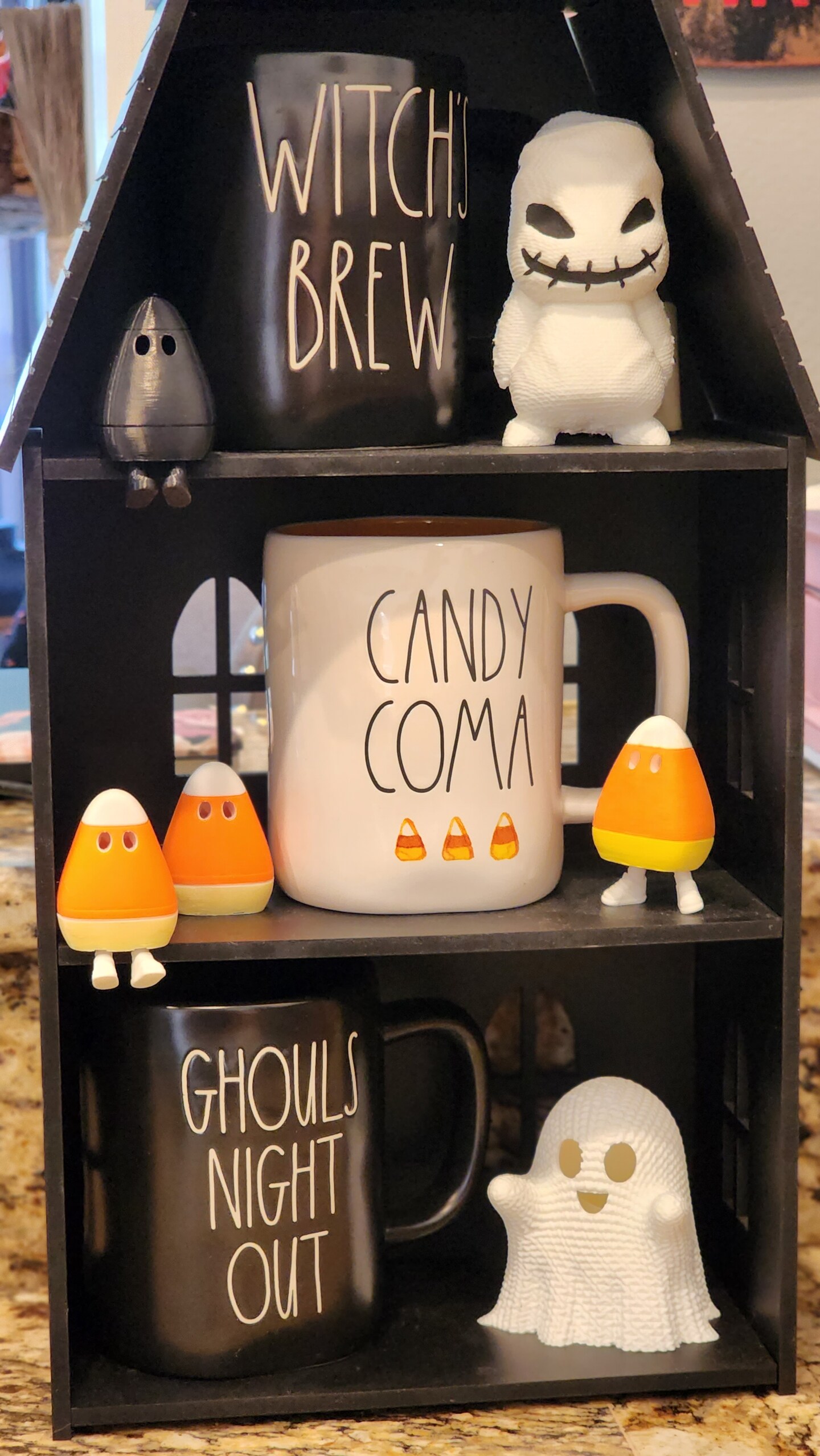 ADORABLE HALLOWEEN CERAMIC CANDLE-LIT buy CANDY CORN GHOSTS SET OF 2