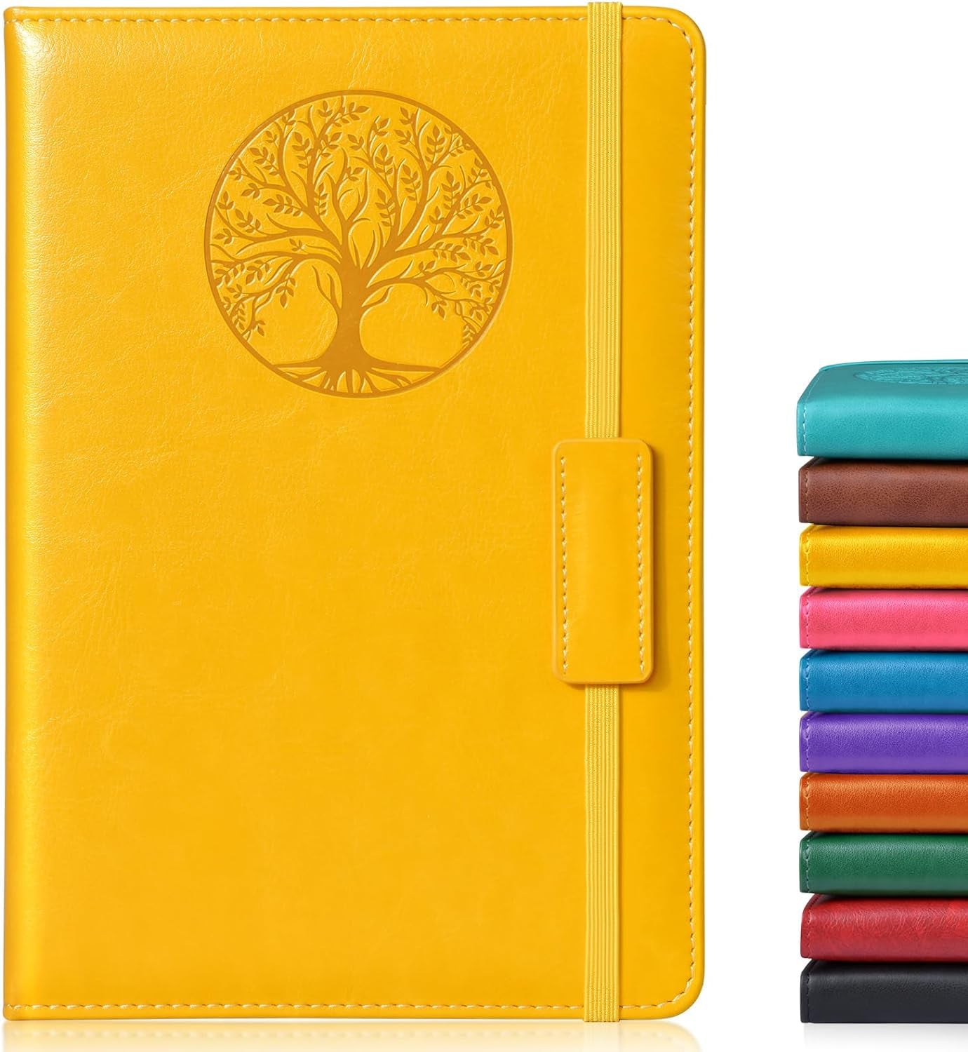 Lined Journal Notebook for Women Men,256 Pages A5 Hardcover Leather Journals for Writing,Travel,Business,Work &#x26; School,College Ruled Notebooks for Note Taking,Diary Notepad 5.7&#x22;&#xD7;8.3&#x22; Yellow