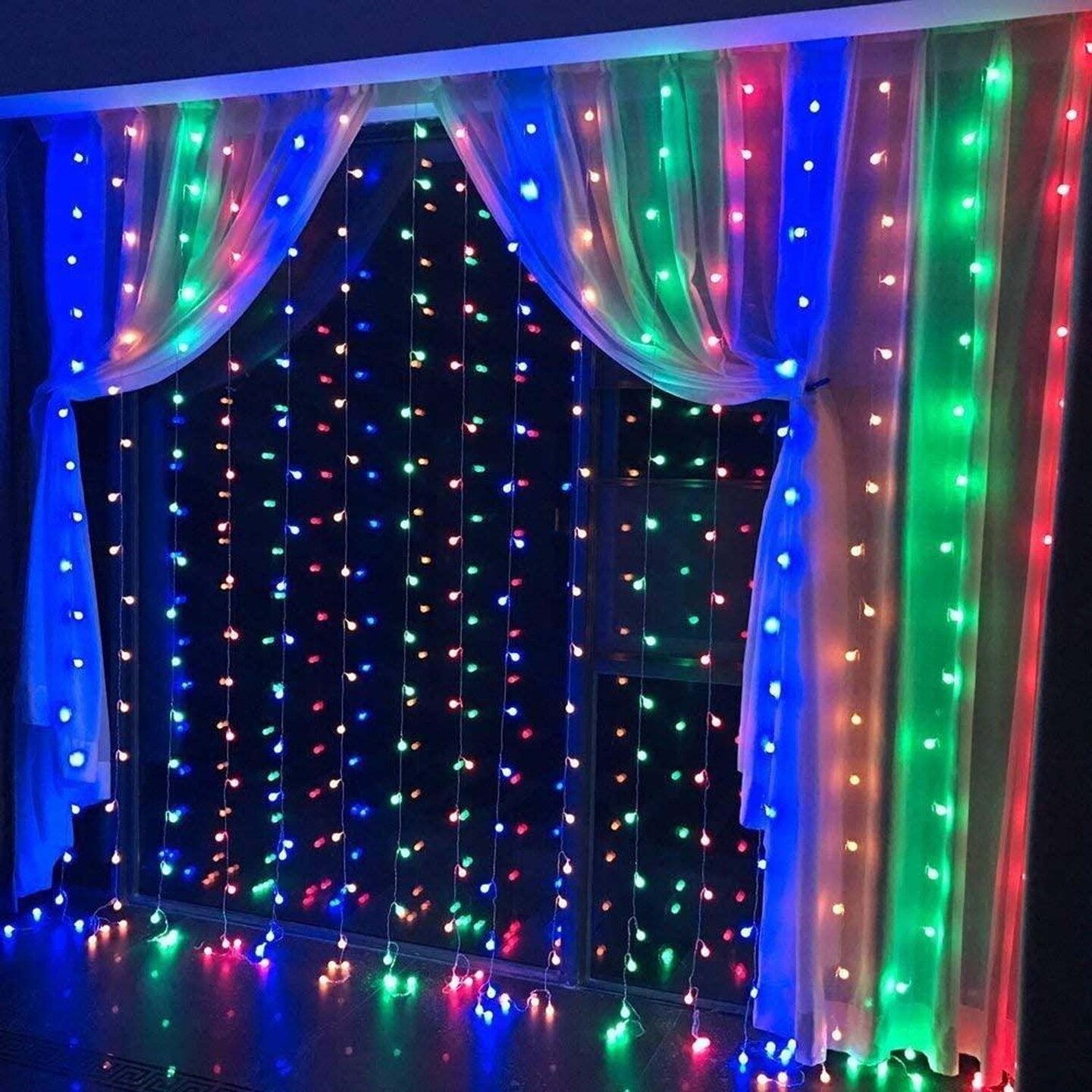 300 LED Curtain String Light With Remote Multicolor for Christmas