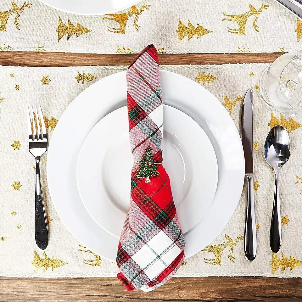 6x Christmas Tree Napkin Ring Set for Holiday Party Home Dinning Decoration 1x2&#x22;