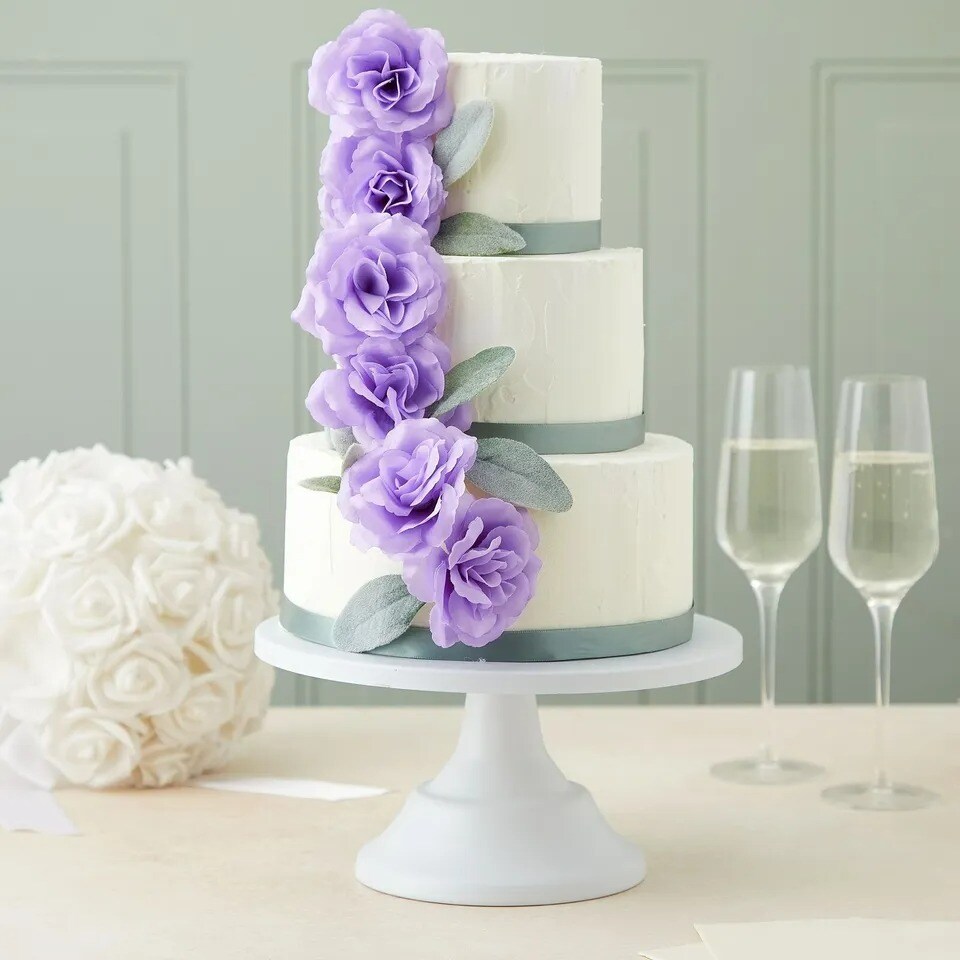 50 Pack Light Purple Roses Artificial Flowers Bulk, 3" Stemess Fake Slilk Roses