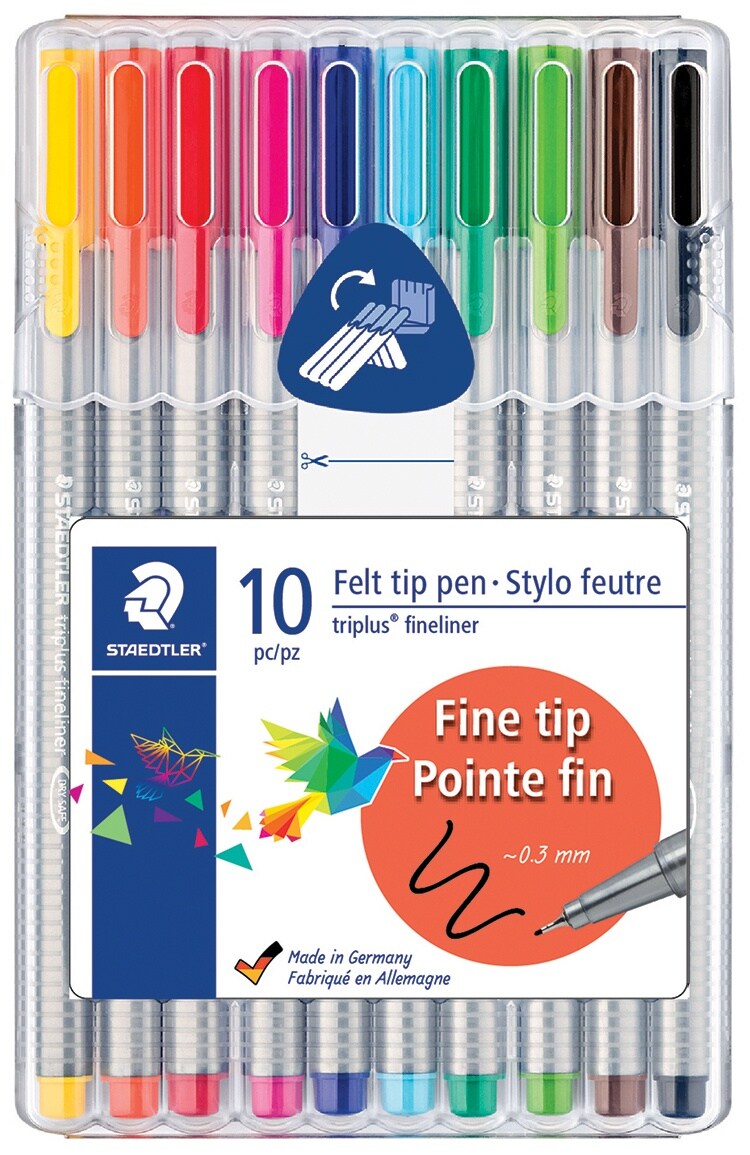 Staedtler Triplus Fineliner Pens 10/Pkg-Assorted Colors