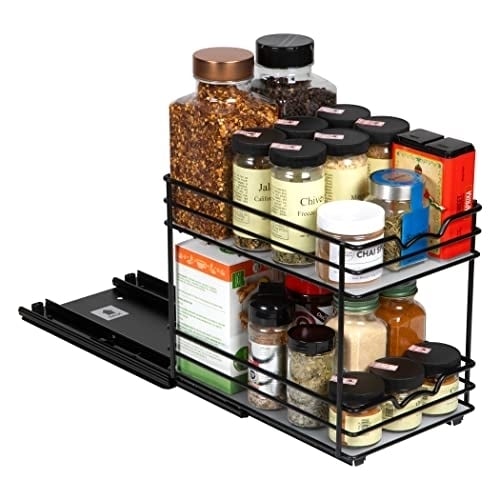 Heavy Duty Pull Out Spice Rack Organizer Cabinet Black Finish 8 Inch Clearance