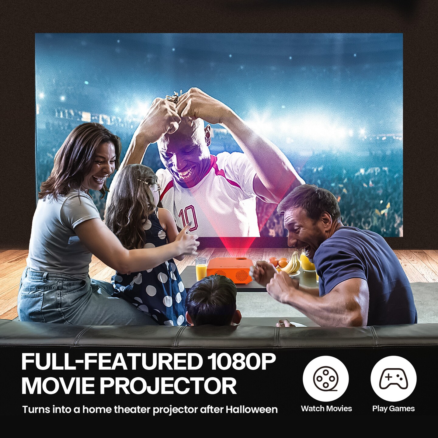 AAXA HP4 Halloween Projector for Haunted Windows, Auto-Start, Holographic Projections, Wireless Mirroring, HD 1080p LED Portable Projector with 8 Pre-Loaded Hologram Movies, Built-in Speaker