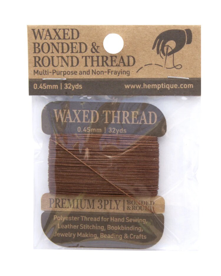 Hemptique Multi-Purpose 0.45mm Waxed Bonded & Round Poly Thread Card