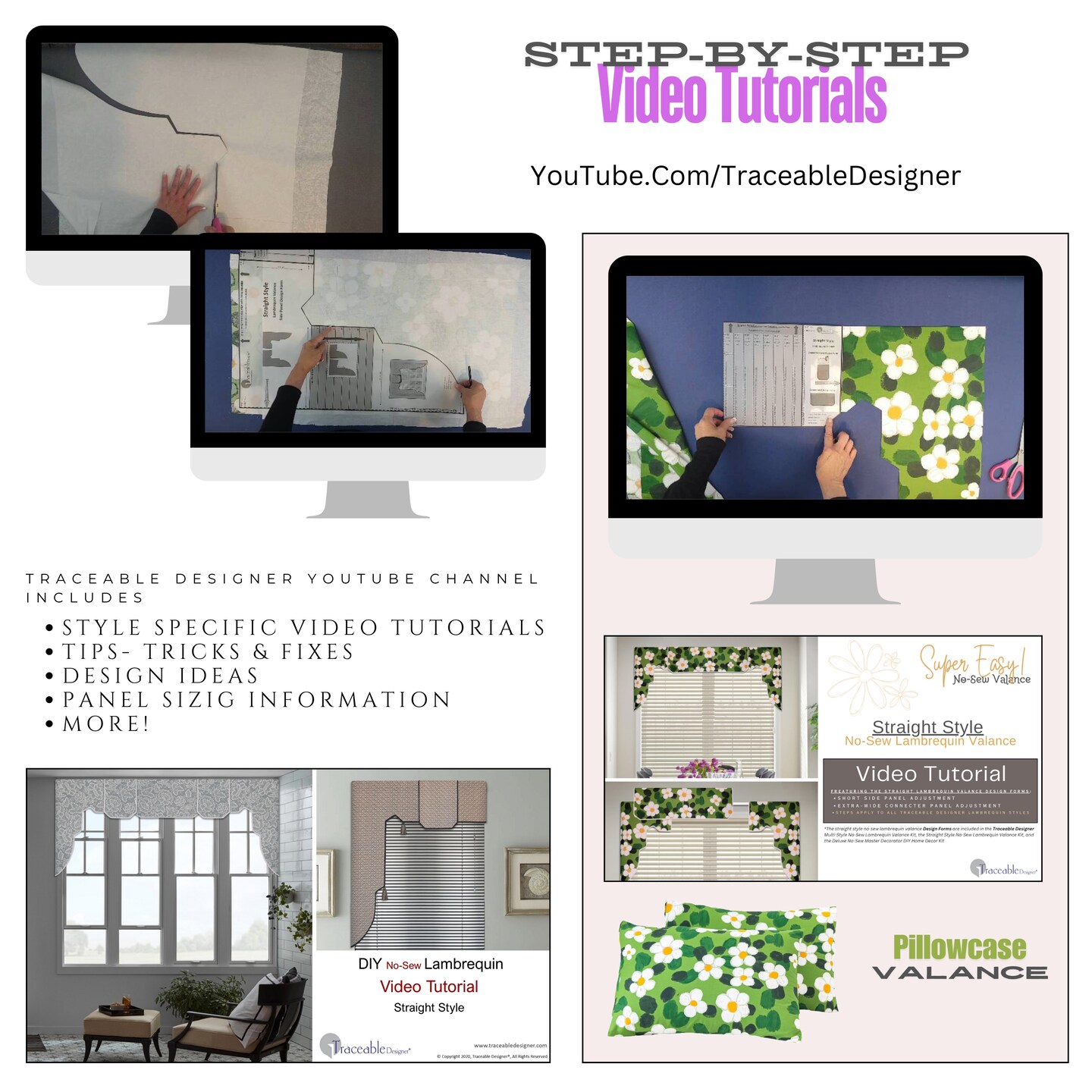 Straight Lambrequin Valance Kit for Custom No-Sew Window Treatments