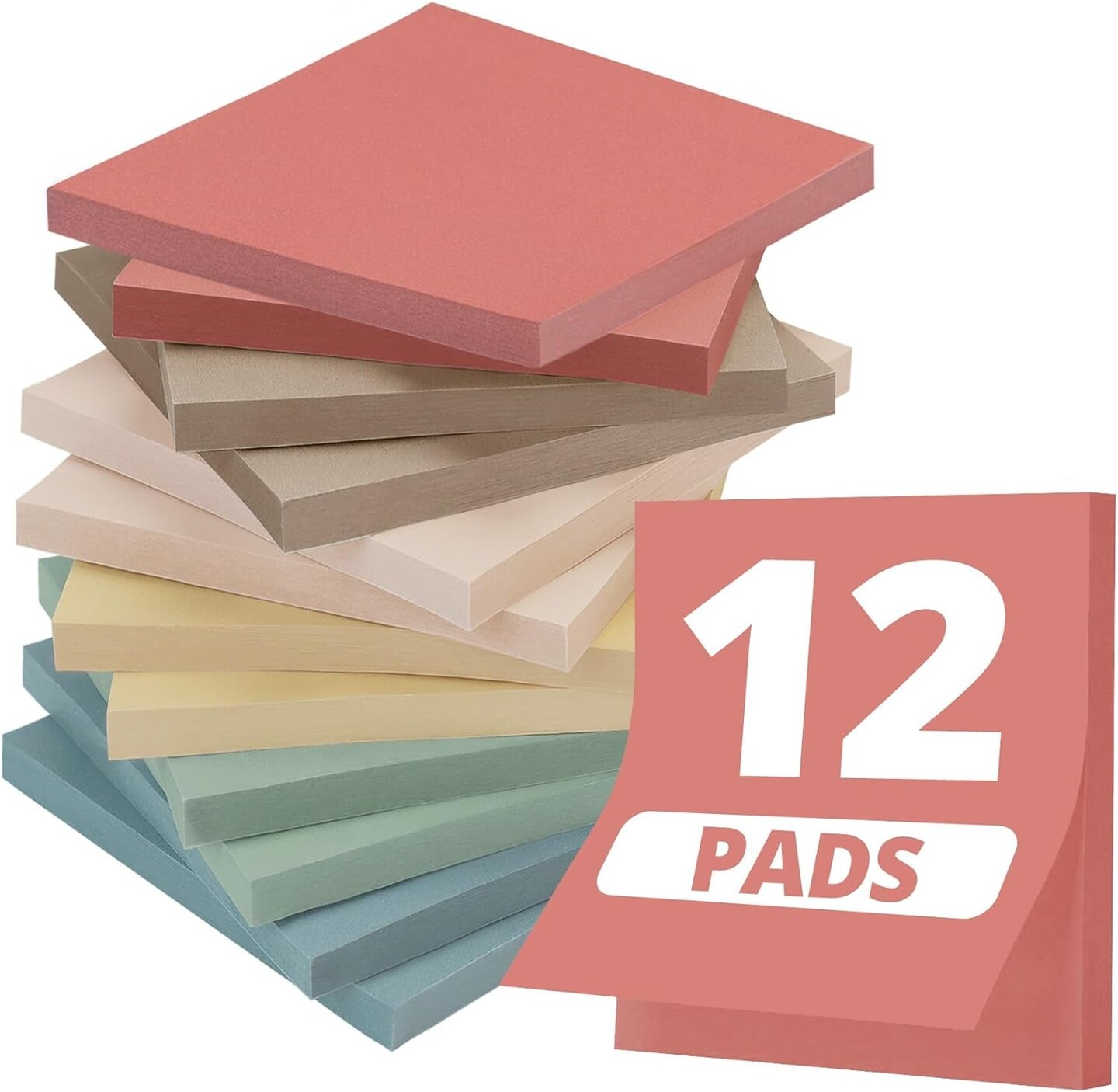 Sticky Notes, 3&#x22;X3&#x22;, 12 Pads, Aesthetic Vintage Sticky Notes 3X3, Neutral Self-Stick Note Pads, Perfect for Office School Home Desk Accessories - Neutral Colors