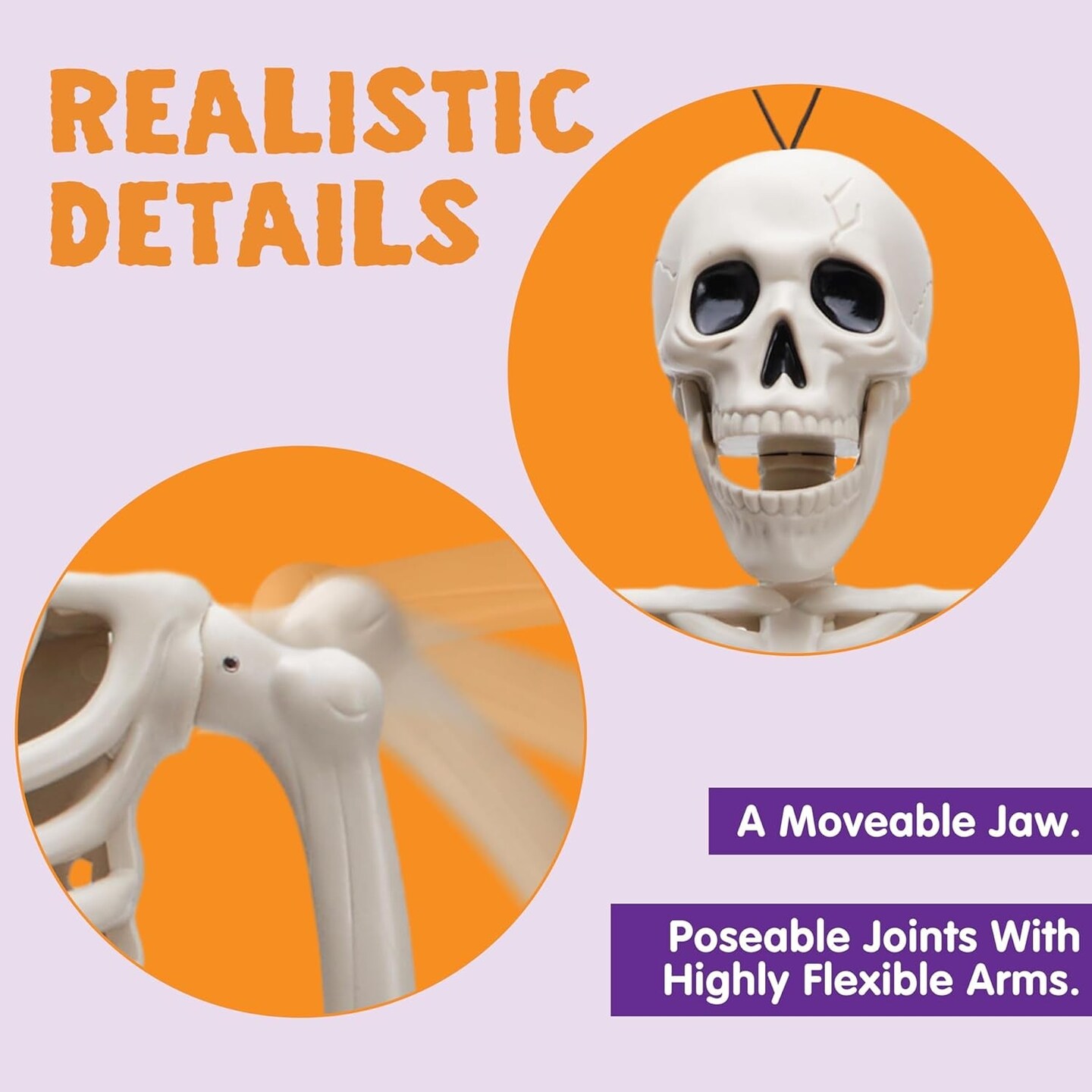 10 PCS 16 Inches Halloween Hanging Skeletons Full Body Skeletons Realistic Human Plastic Bones with Posable Joints for Halloween Indoor Outdoor Party Decor, Graveyard Decorations