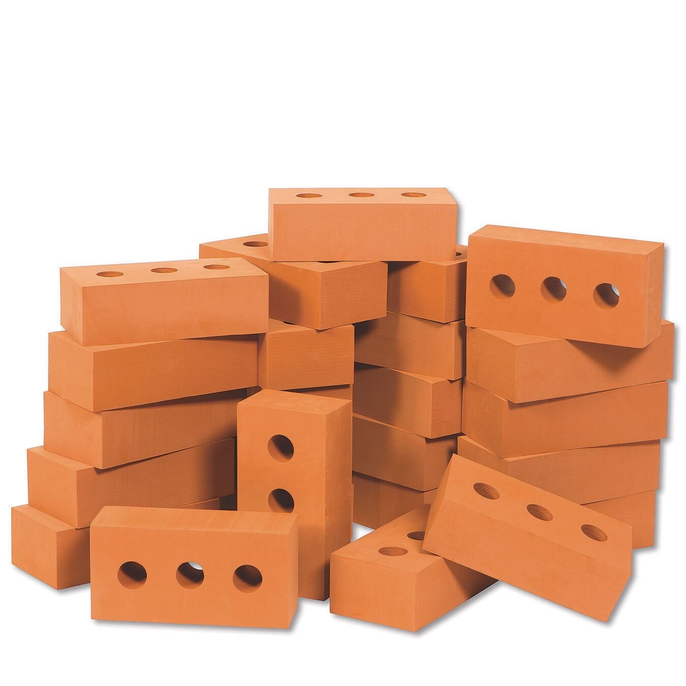 Foam Brick Building Block Set - Actual Brick Size, for Construction and Stacking (Set of 25)