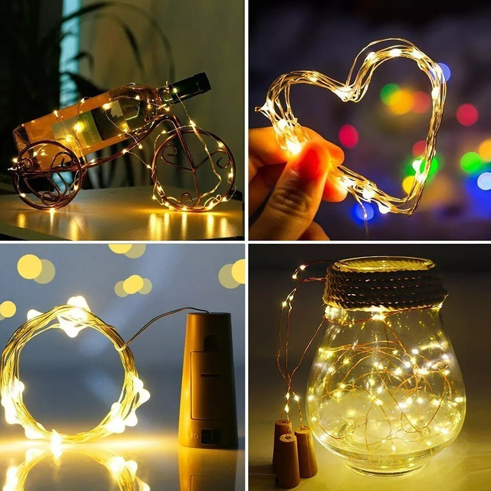 Betus 10pcs Wine Bottles Cork String Lights Warm Light For Garden Party Wedding