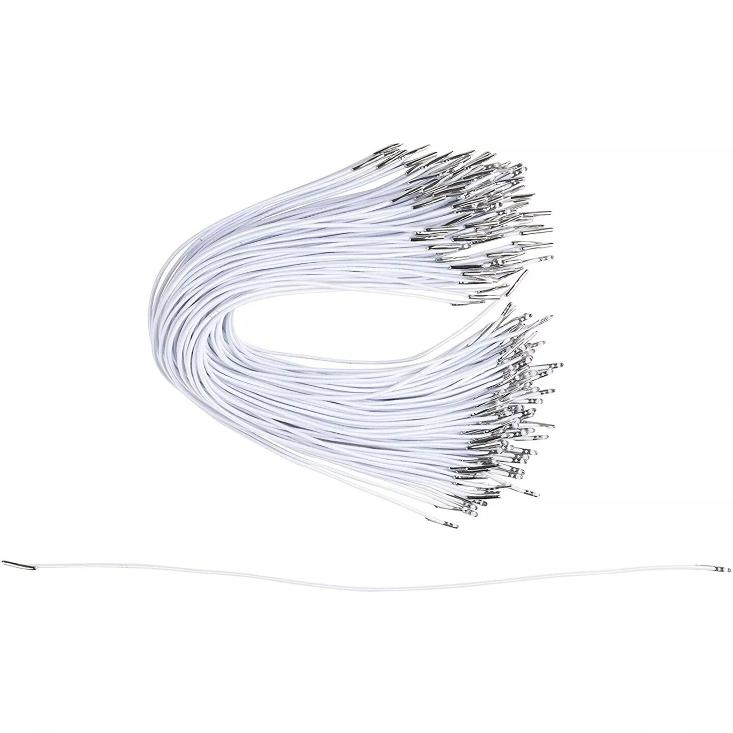 100-Pack 2mm Elastic Barbed Cord with Silver Metal Barbs for Mask DIY, 13 Inches