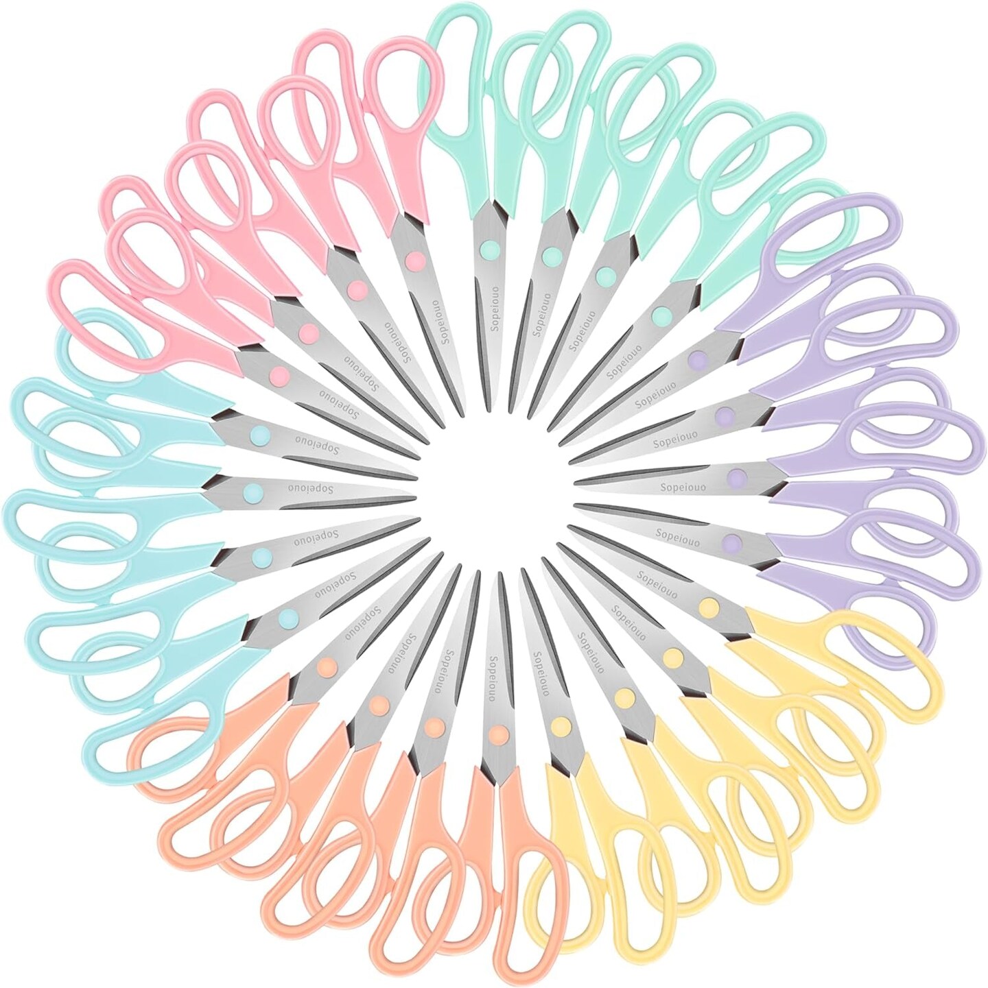 Scissors Set of 24-Pack, 8&#x22; Scissors All Purpose Comfort-Grip Handles Sharp Scissors for Office Home School Craft Sewing Fabric Supplies, High/Middle School Student Teacher Scissor, Right/Left Hand