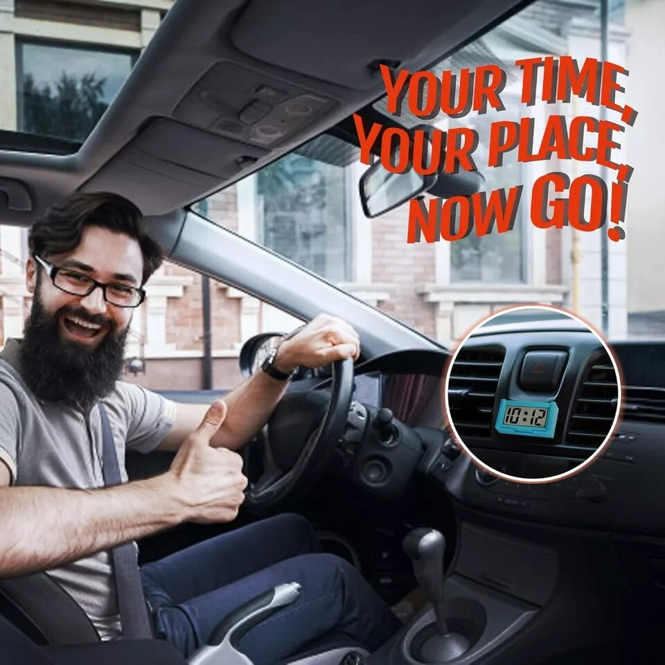 Car Dashboard Digital Clock - Vehicle Adhesive Clock with Jumbo LCD Time