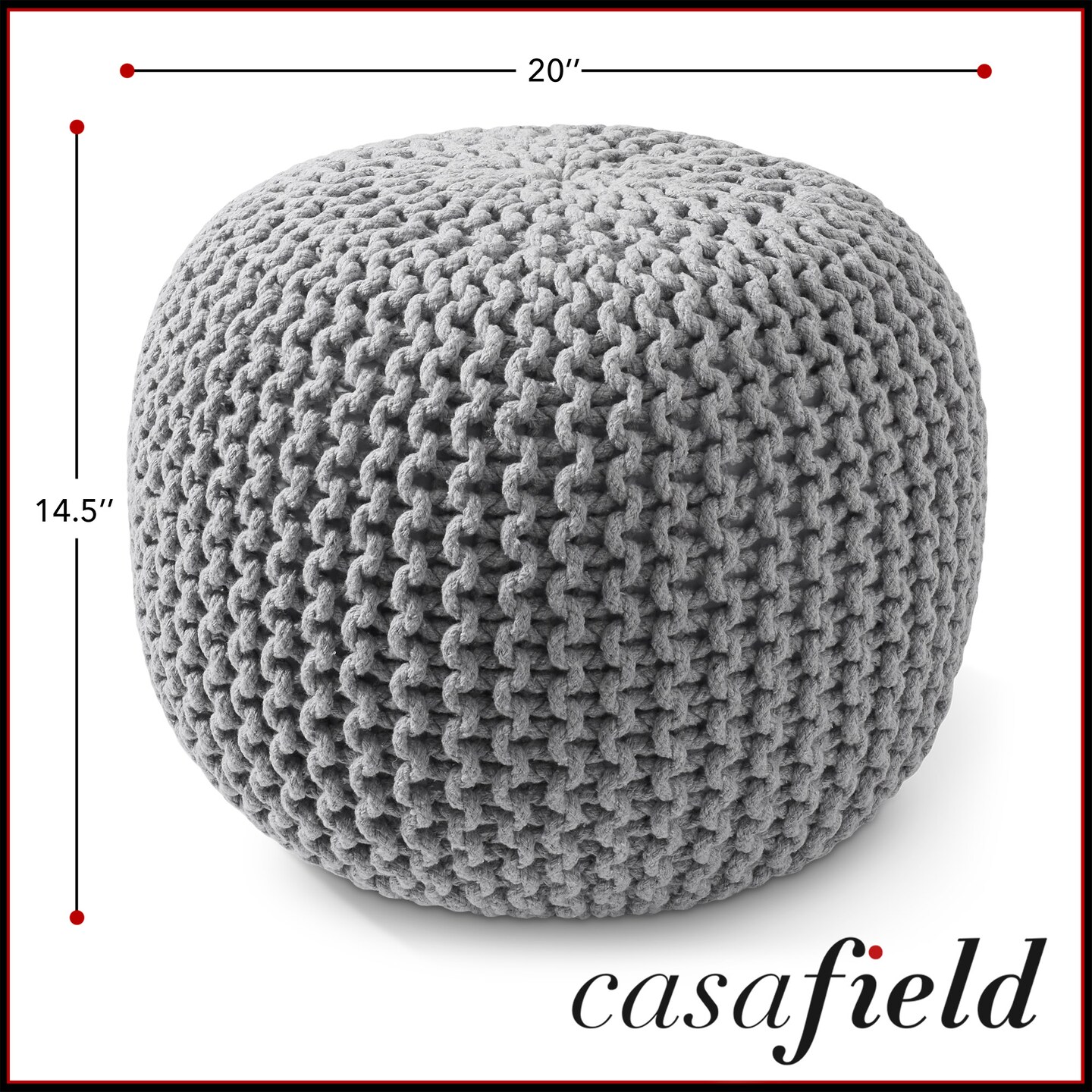 Casafield Pouf Ottomans, Cotton Knit Foot Stools, Boho Floor Pouffes for Living Room, Bedroom, Home Office