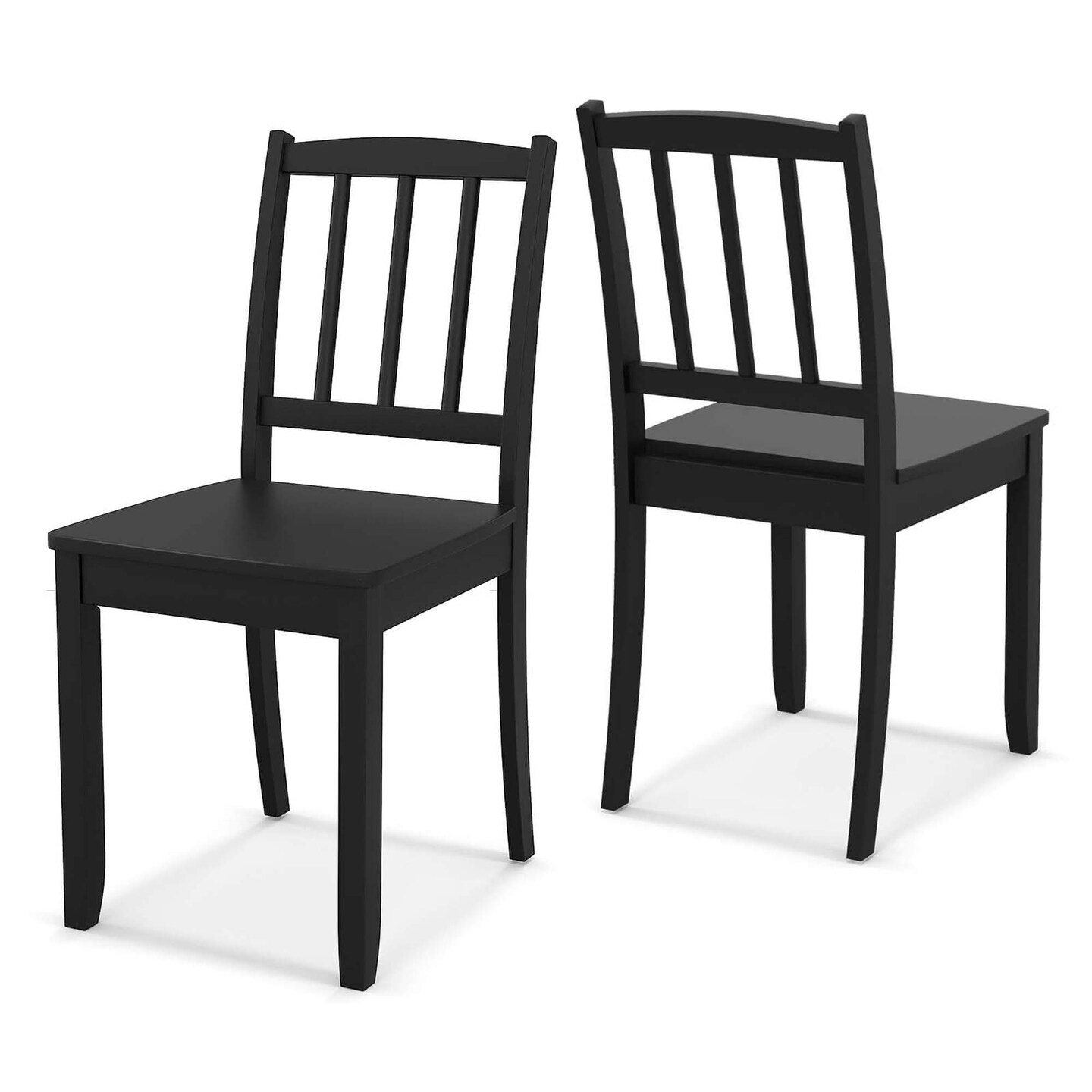 Costway Wood Dining Chair Set of 2 with Rubber Wood Legs Curved Backrest for Kitchen White/Black/Brown