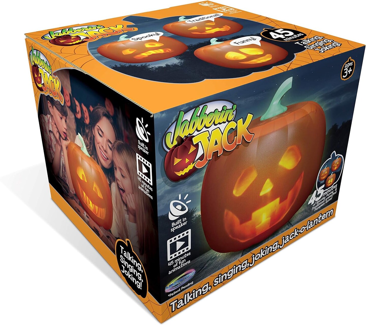 Jabberin' Jack Talking Animated Pumpkin with Built in 10 Inch HD Screen Projector & Speaker Includes 90 Minutes of Content