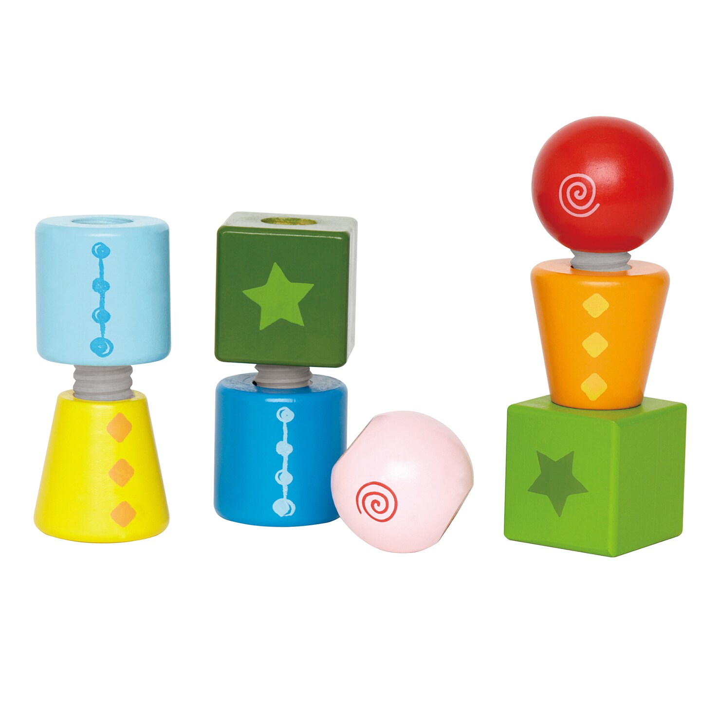 Hape: Twist &#x26; Turnables&#xA0;- Colorful Wooden Shapes Blocks, Building Toy, Nuts &#x26; Bolts Assembly, Mix &#x26; Match Construction Play, Toddler &#x26; Kids Ages 2+